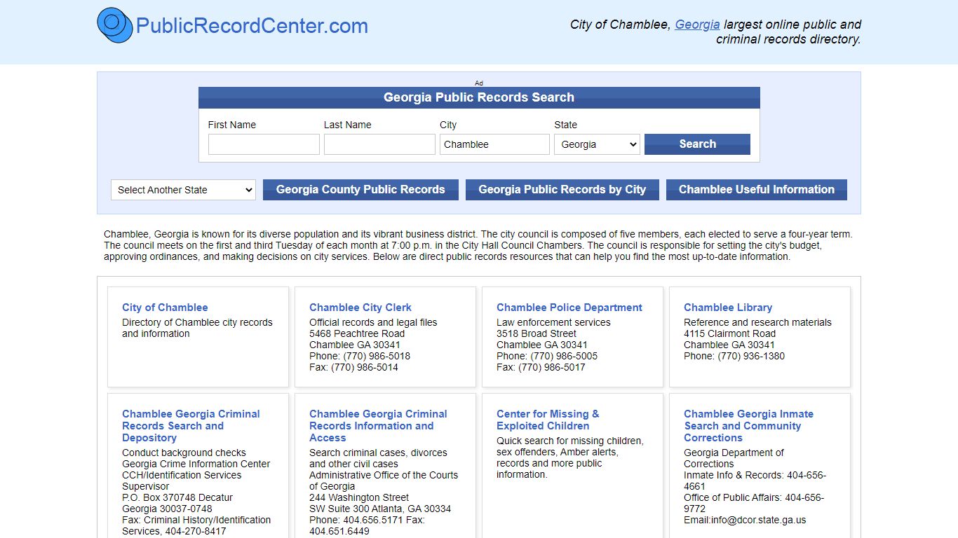 Chamblee, Georgia Public Records and Criminal Background Check